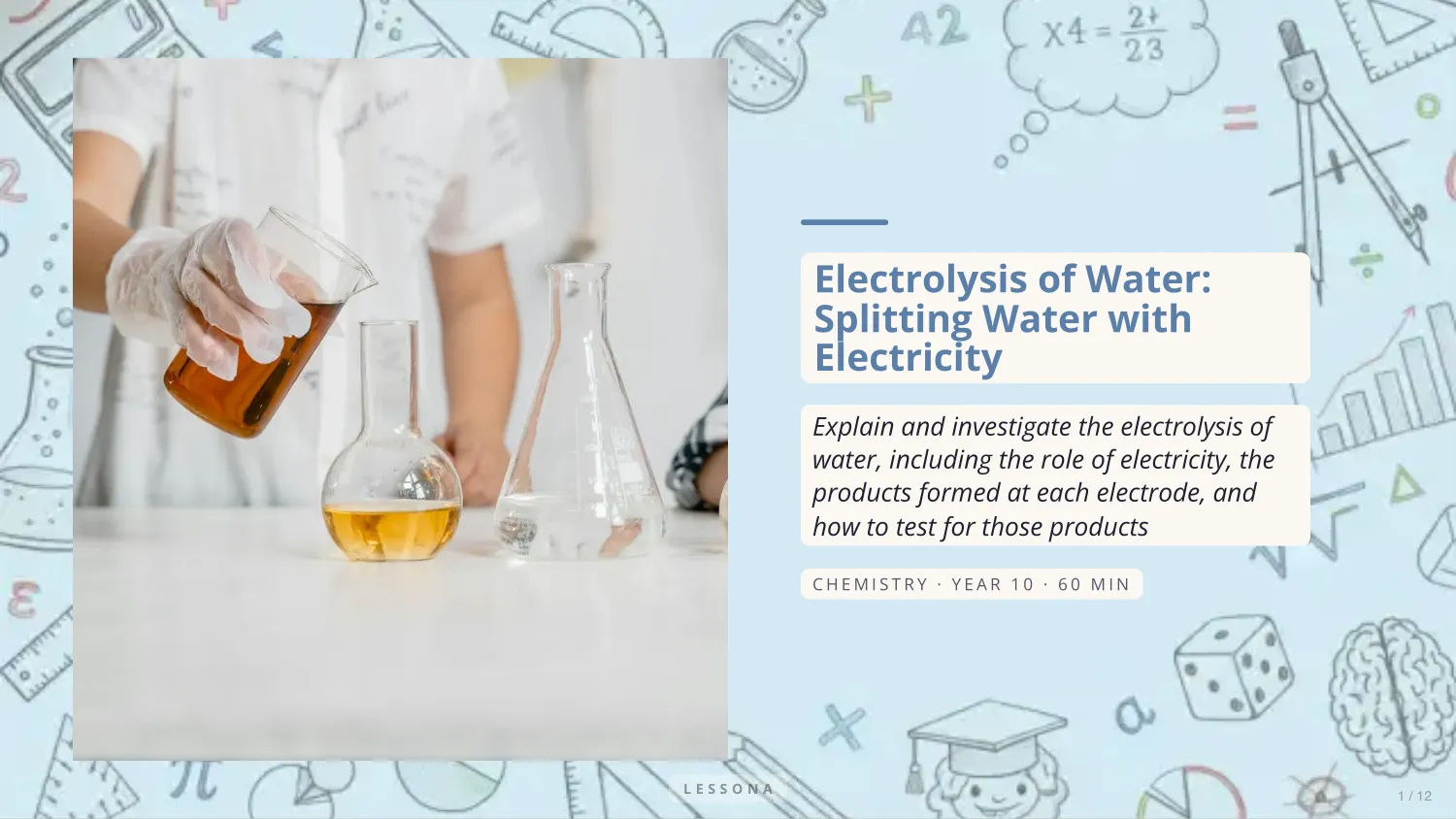 Electrolysis of Water presentation, Chemistry · Year 10 · 12 slides